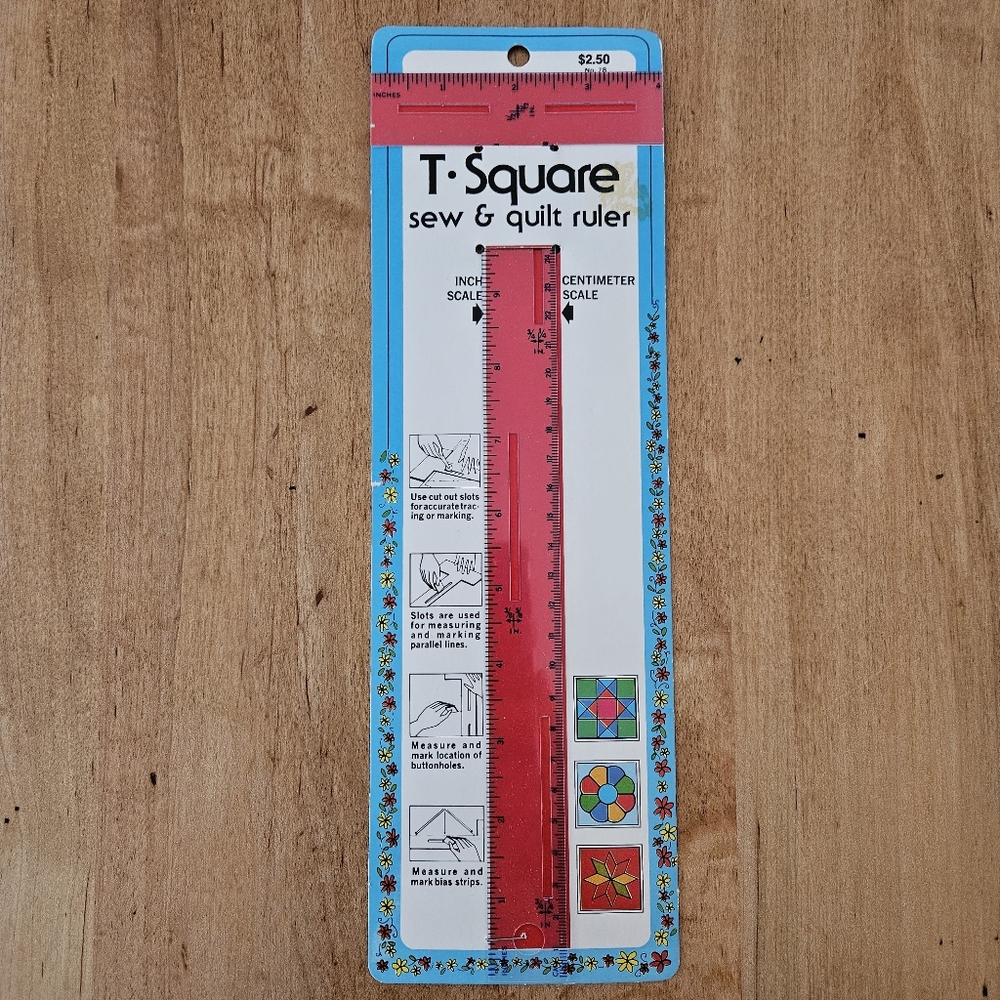 W. H. Collins Vintage T-Square Sew & Quilt Ruler 12"